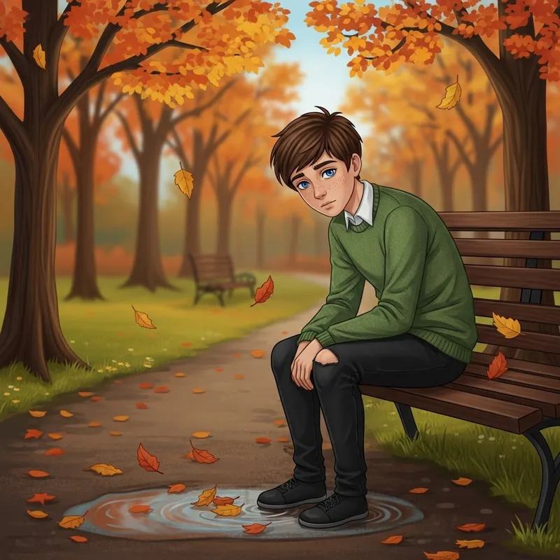 Lonely Boy in Autumn: A Moment of Reflection