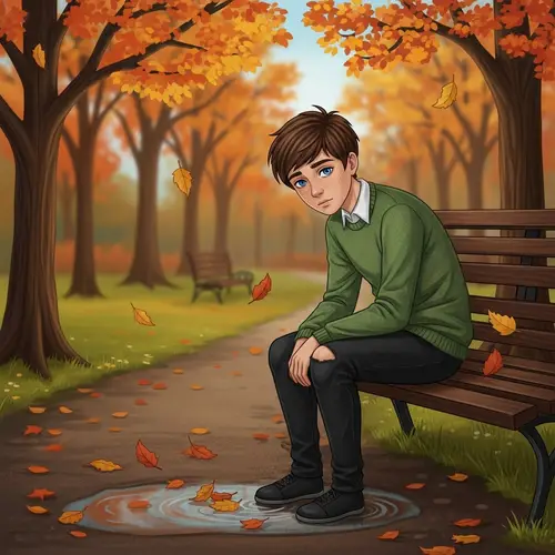 Lonely Boy in Autumn: A Moment of Reflection