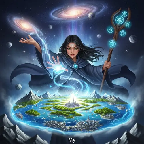 My, East Asian Sorceress Conjuring Ethereal Realm