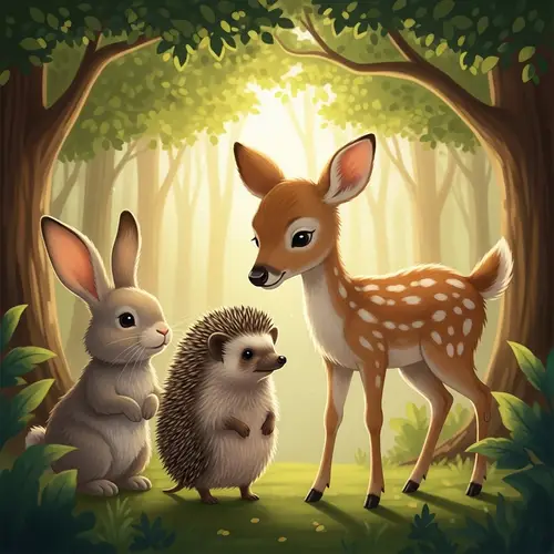 Heartwarming Hedgehog, Deer & Rabbit Friendship