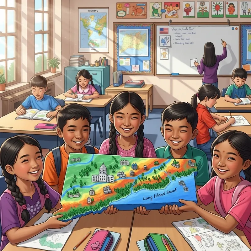 Joyful Nepalese Students with Connecticut Model Joyful Nepalese Students with Connecticut Model