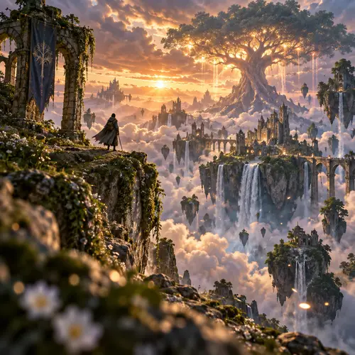 Cinematic Fantasy Landscape: Floating Islands & Ruins