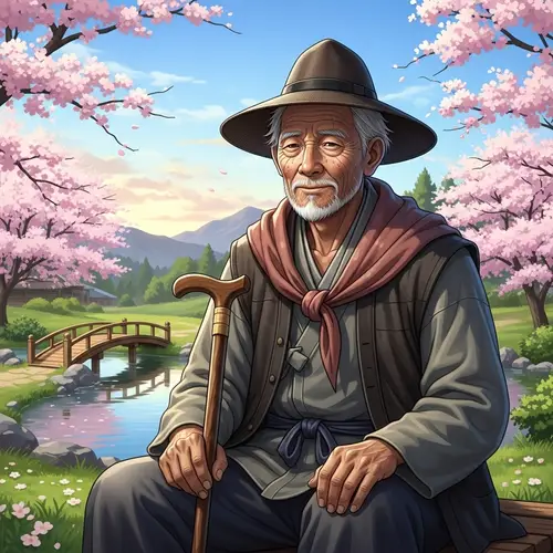 Elderly East Asian Man in Traditional Setting