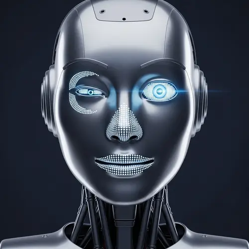 Futuristic AI Robot with Metallic Silver Finish - Technology & Personality