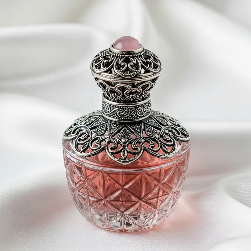 Elegant Crystal Perfume Bottle in Rose Color