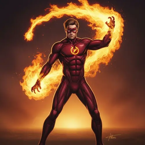 Futuristic Fire Control Superhero in Maroon Suit | Superhero Name