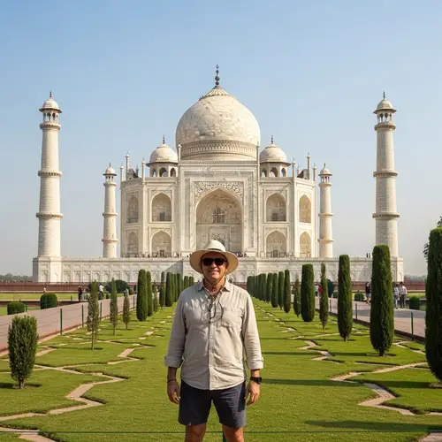 Hispanic Tourist at Taj Mahal in Agra, India