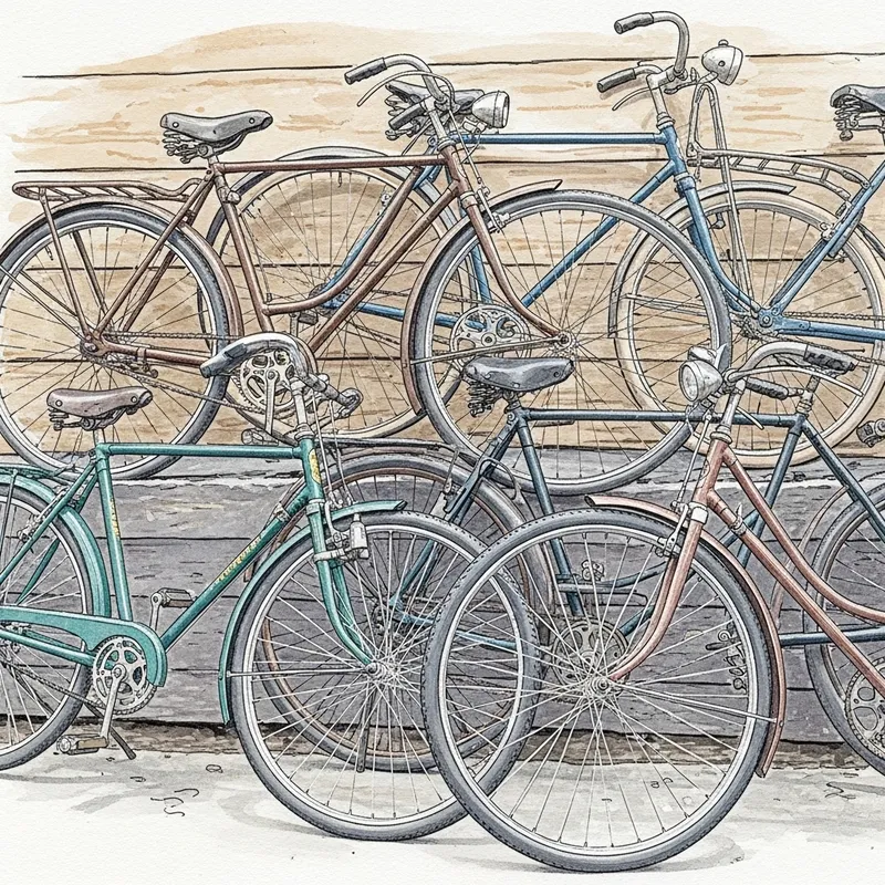 Vintage Bicycles in Watercolor Art Vintage Bicycles in Watercolor Art