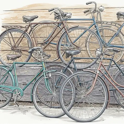 Vintage Bicycles Watercolor Art