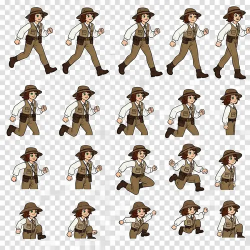 Character Sprite Sheet Animation: Run, Idle, Jump Poses