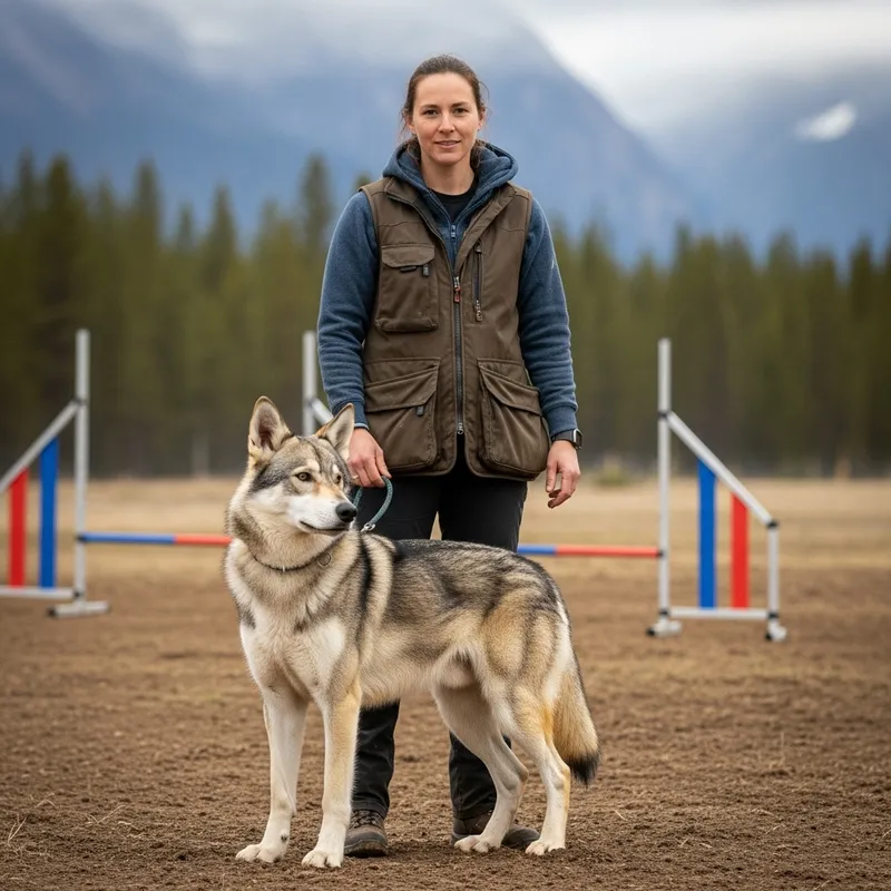 Experienced Human Wolf Dog Trainer Kelli in Action Experienced Human Wolf Dog Trainer Kelli in Action