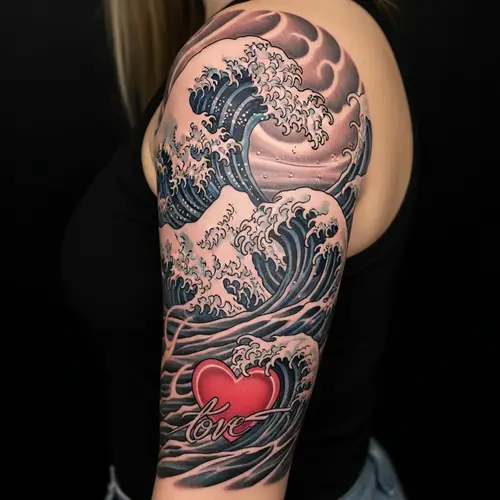 Powerful Marine Tattoo Inspired by Ocean Waves and Femininity