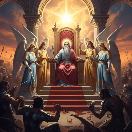 Archangels Defending God's Throne in Cosmic Battle