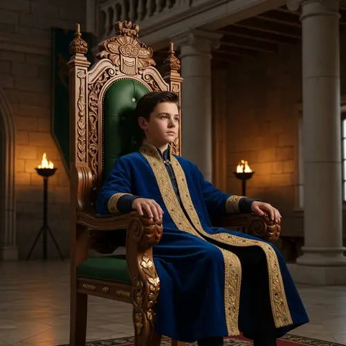 A Boy Sitting on a Regal Throne