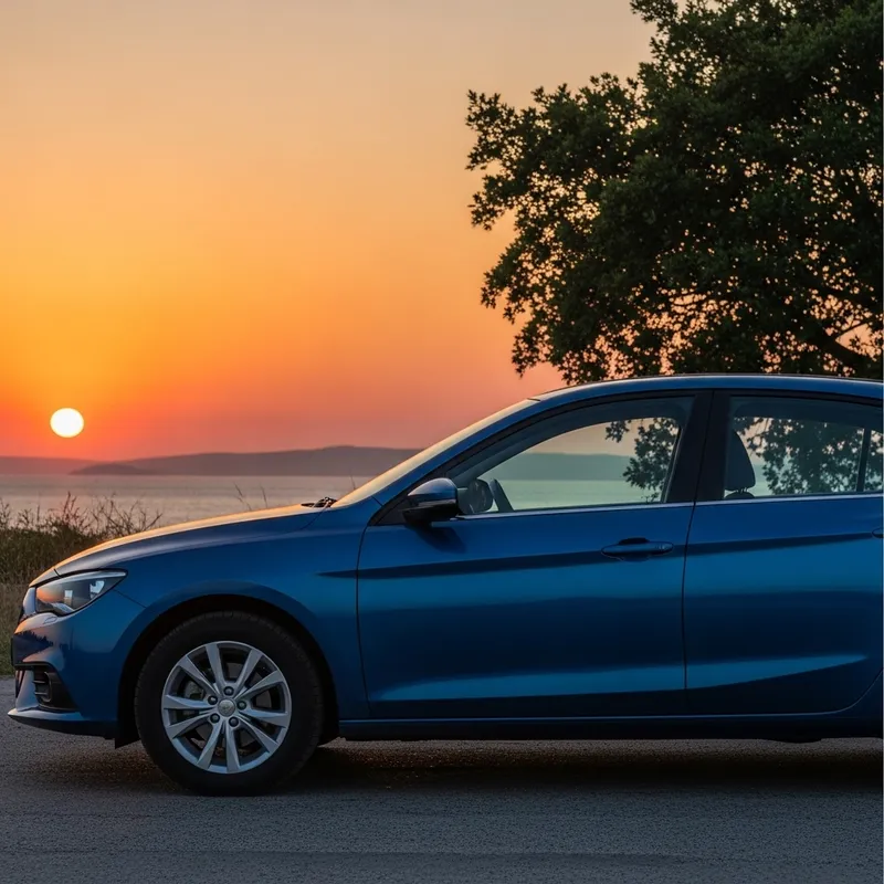 Sleek Silver Car in Twilight | Dynamic Aerodynamic Design