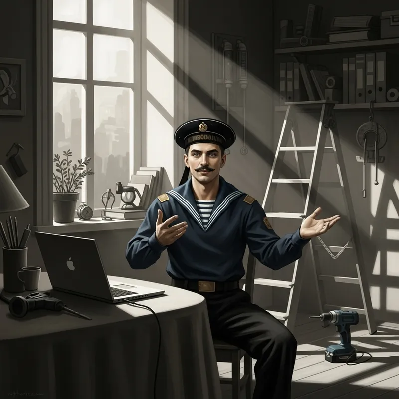 Vintage Russian Sailor Webinar in Chiaroscuro Setting