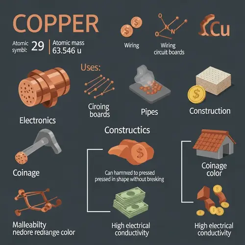 Copper Element Infographic: Atomic Number, Mass & More