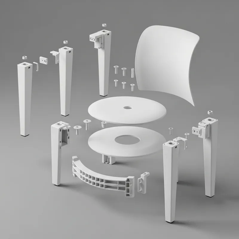 White Plastic and Wood Chair Parts | Assembly Guide