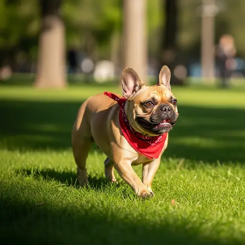 Playful French Bulldog Posing in Sunny Park