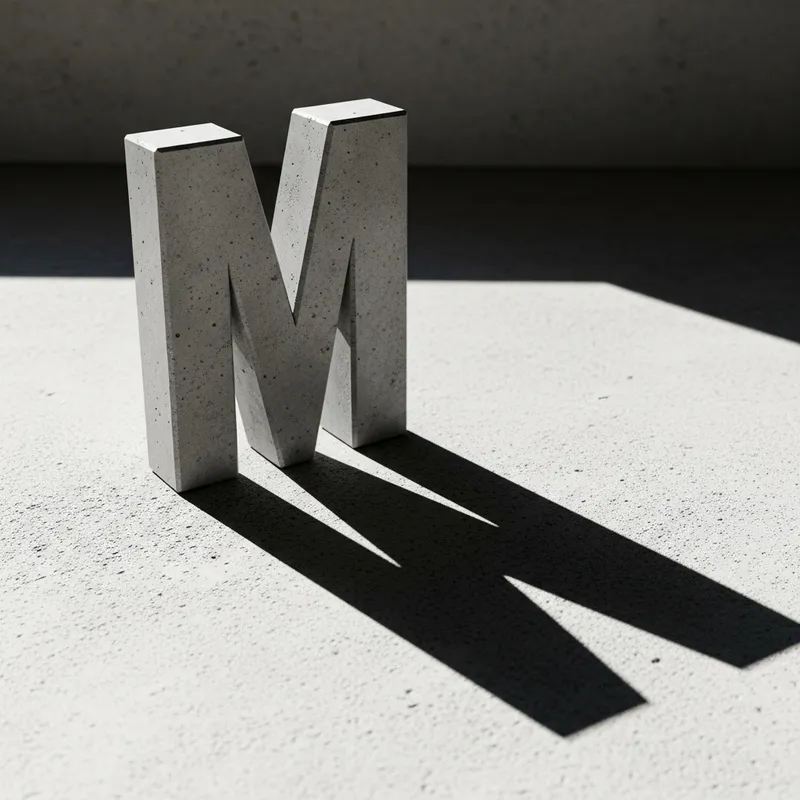 Letter M with Downward Shadow - Unique Image Design