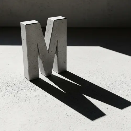 Letter M with Downward Shadow