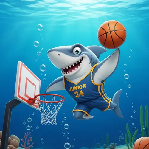 Junior Team Shark Dunking Basketball Under the Sea