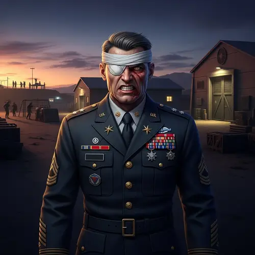 Menacing Military Man on Base | Intense Army Officer Portrait