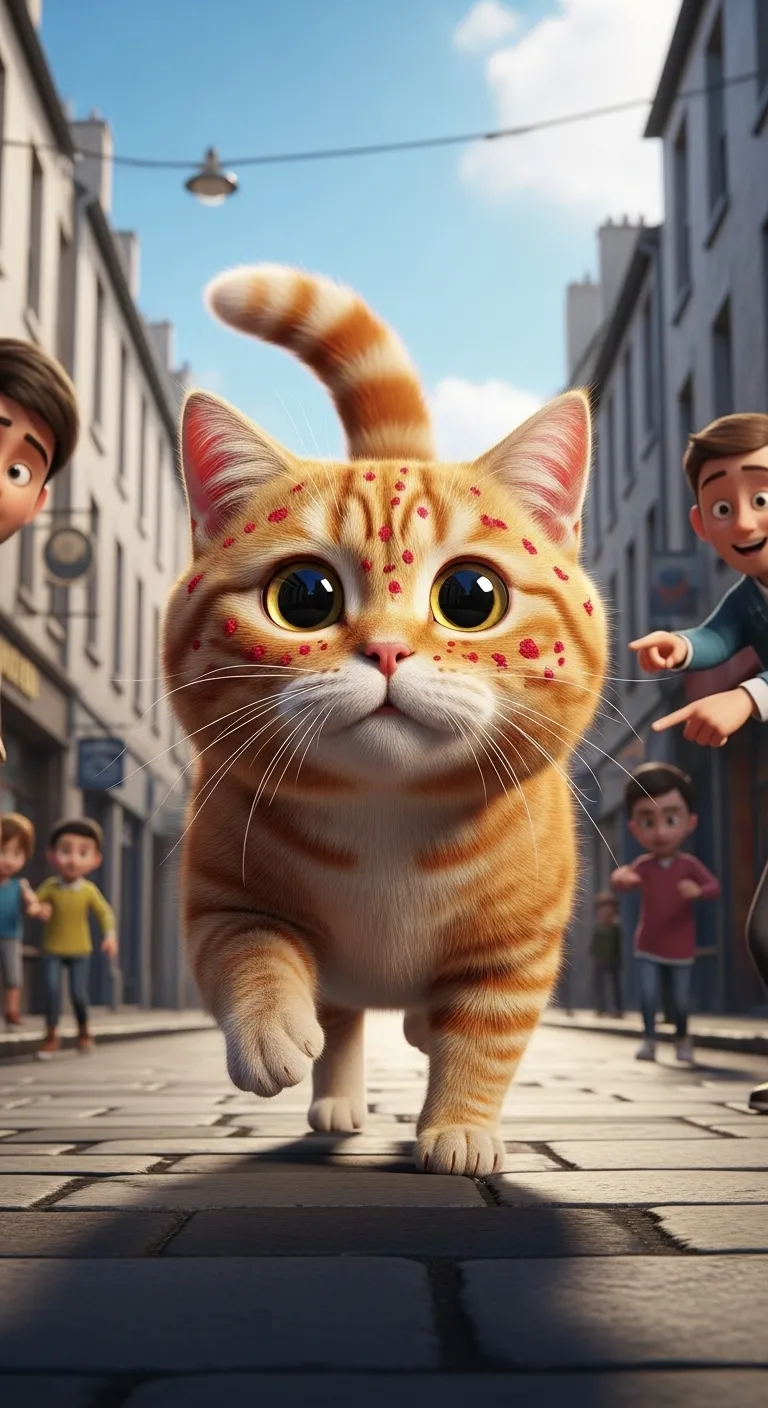 Allergy-Affected Ginger Scottish Cat Running with Confidence | Realism & Aesthetics