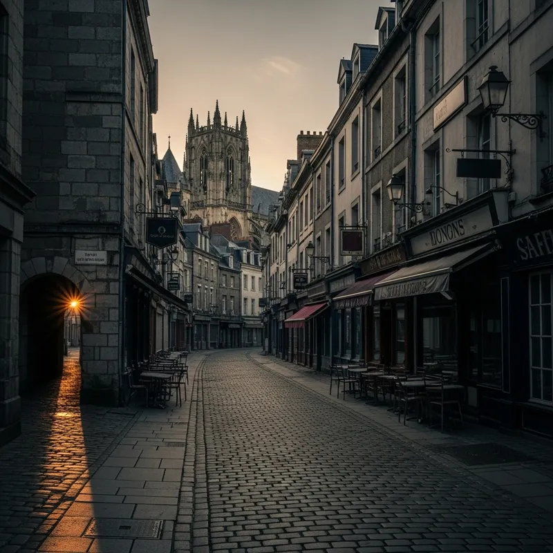 Abandoned Cobblestone Streets in Old European Town