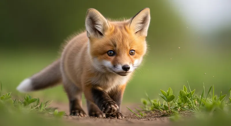 Adorable Baby Fox in Color - Captivating Wildlife Photography