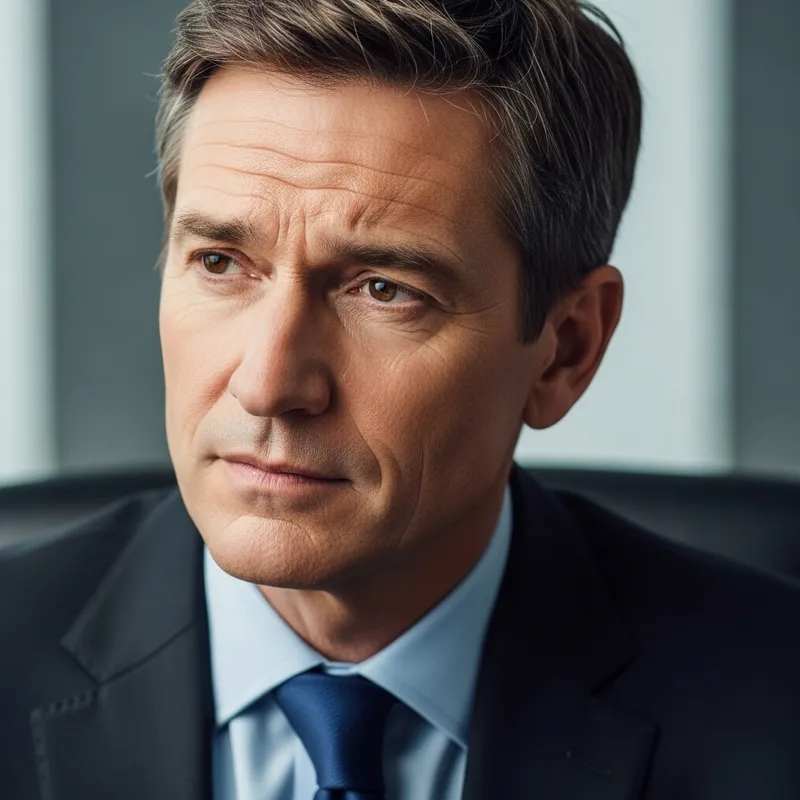 Realistic Portrait of Middle-Aged Man with Brown Hair