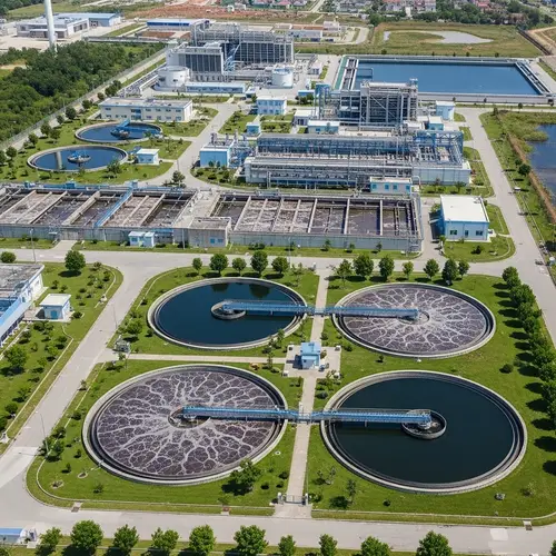 Wastewater Treatment & Desalination Plants Amid Greenery