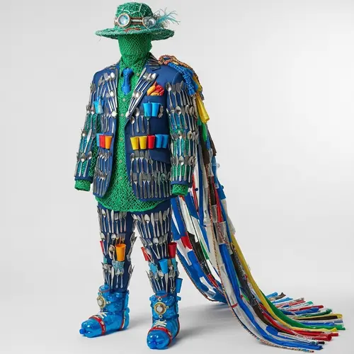 Recycled Men's Costume: Innovative Eco-Fashion Design