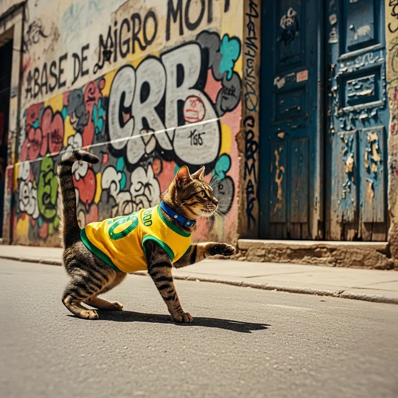 Playful Cat in Club de Regatas Vasco da Gama Jersey | Vintage Film Photography