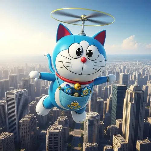 Friendly Blue Robot Cat | Magical Gadgets & Adventures