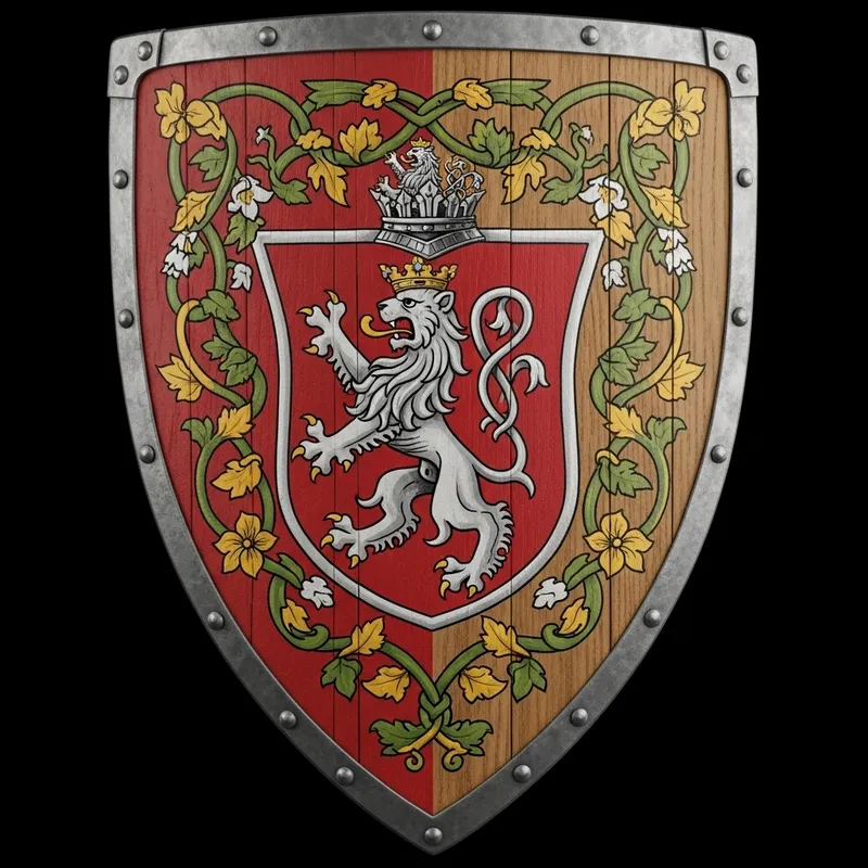 Medieval Shield with Symbolic Heraldic Details