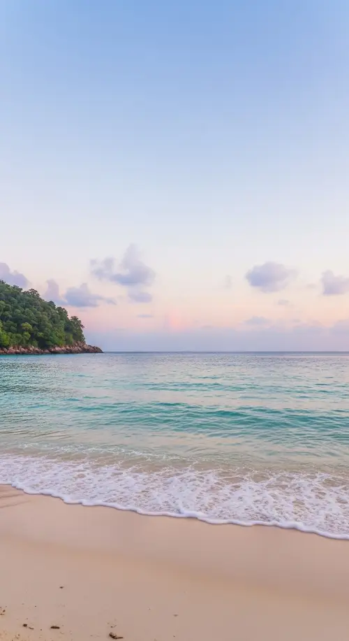 Tranquil Tropical Paradise at Dawn: Serene Beachscape Beauty