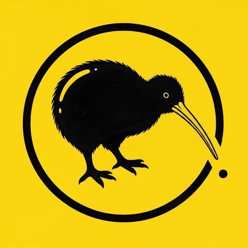 Kiwi Bird Warning Sign Painting - Unique Digital Illustration