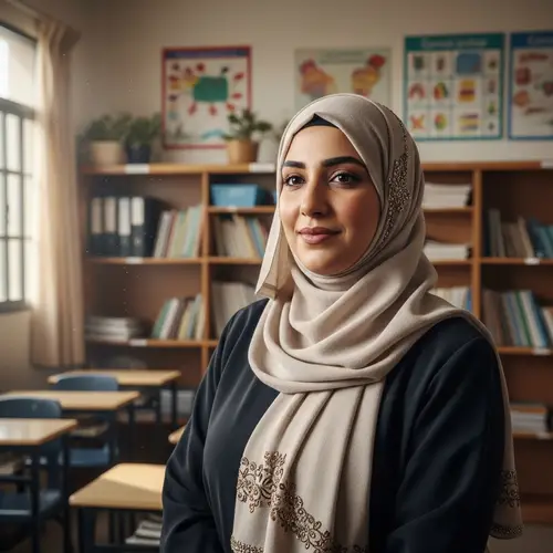 Saudi Female Educator in Professional Attire | Classroom Wisdom