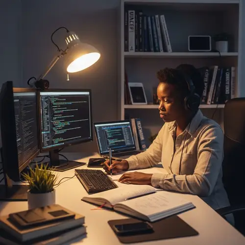 African Female Programmer's Inspiring Workspace