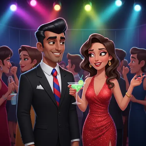 Anime Couple at a Lively Club: Animated Vibes