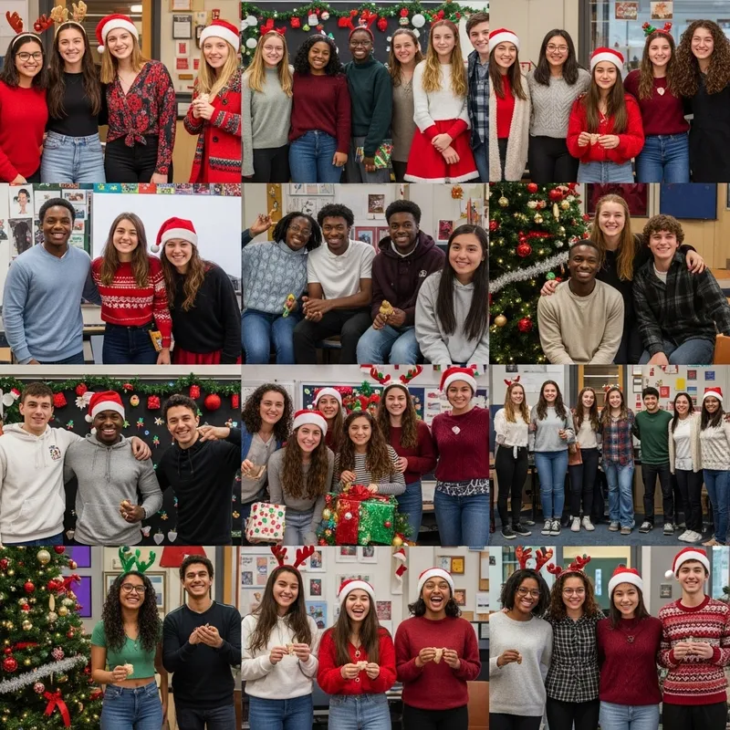 Vibrant Student Holiday Celebration: Joyful Festive Atmosphere