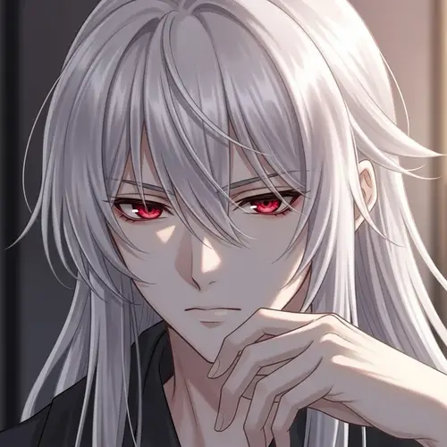 Enigmatic Anime Boy with White Hair | Captivating Gaze