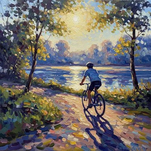 Impressionistic Cycling Artwork