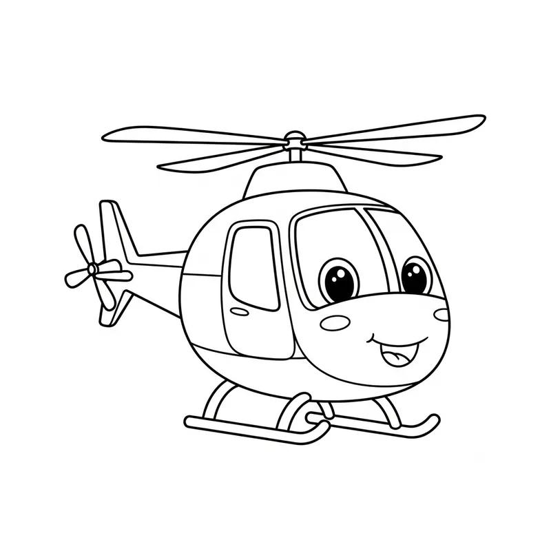 Cute Helicopter Coloring Page for Kids