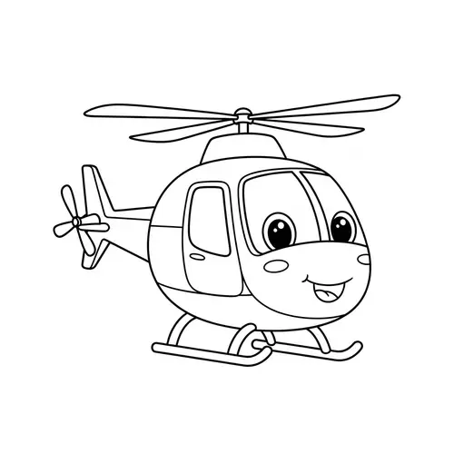 Cute Helicopter Coloring Page for Kids