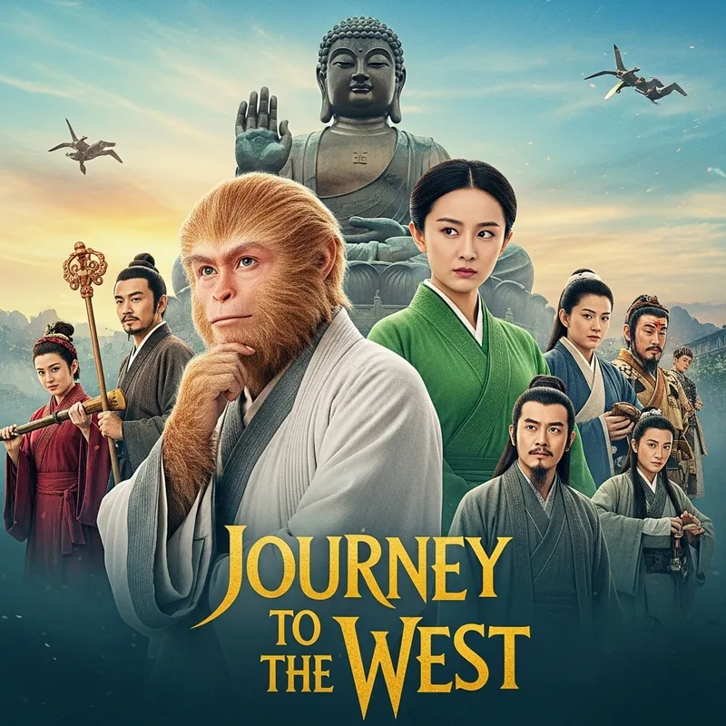 Journey to the West: Colorful Movie Poster with AI Motive