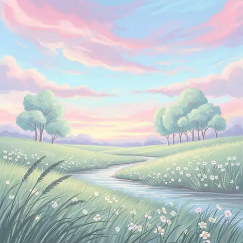 Tranquil Nature Scenery in Soft Pastel Colors