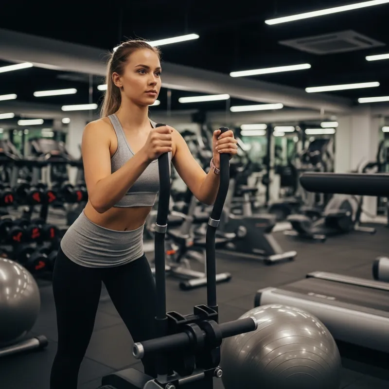 Blonde Beautiful Young Woman in Gym - Fitness Journey
