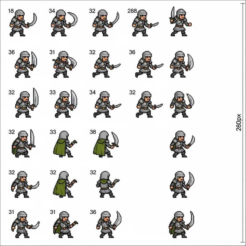 Pixel Art Sprite Sheet: D&D-Style Character Animation - Tabletop RPG Gaming